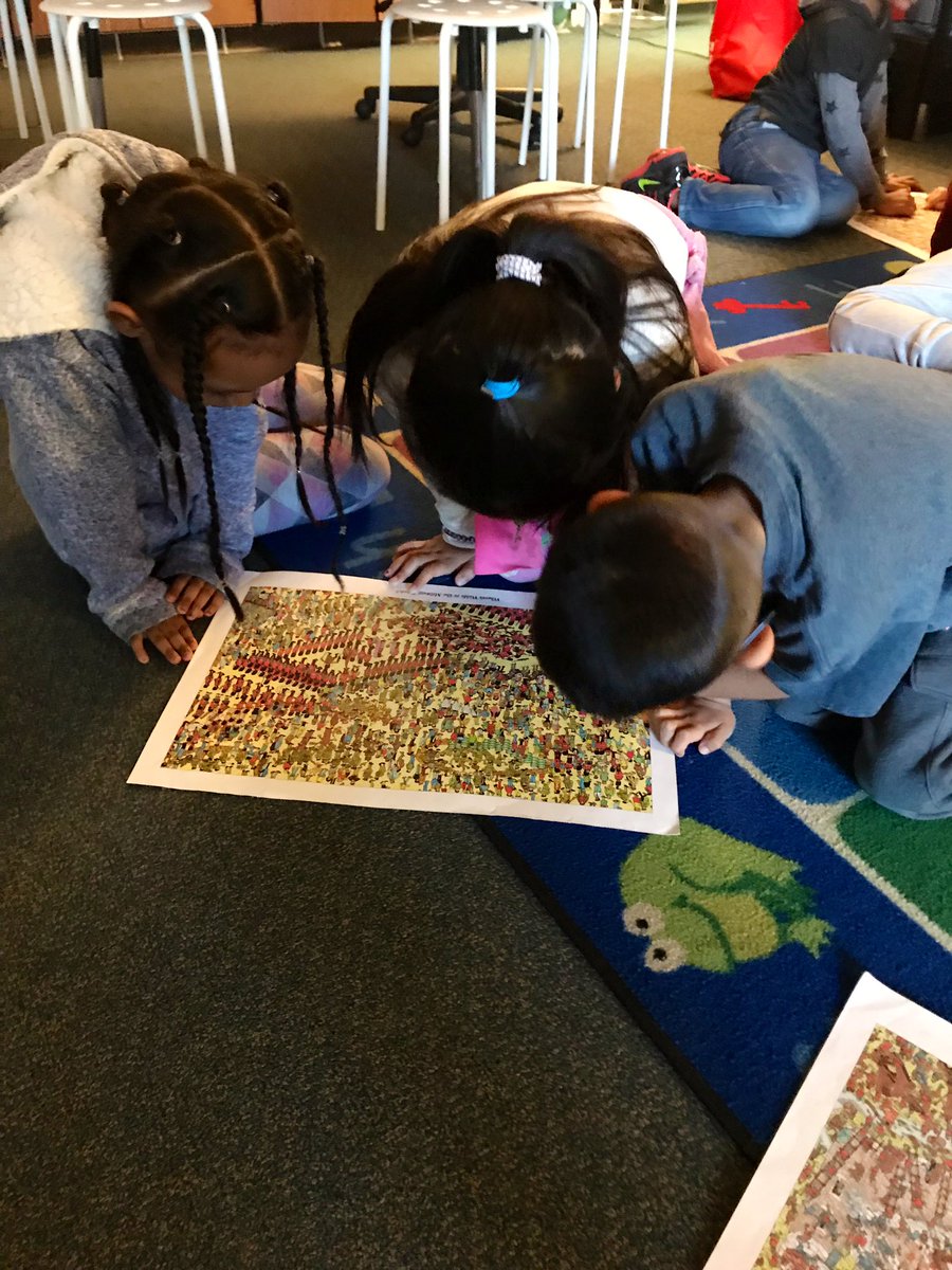 Ms_GBaizer's tweet photo. Finding Waldo in morning meeting is one of the kiddos favorite things to do! It’s one of my favorites too. They always work as a team and the excitement when they find him is the best!!!🕵🏼‍♂️🔎 https://t.co/QZ0MrFyLjf