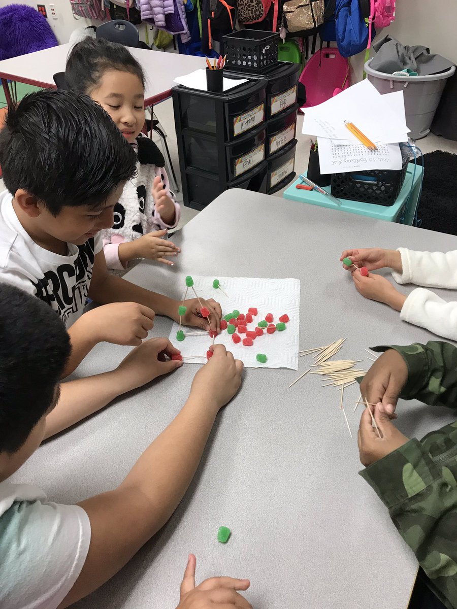 Miss_Harty's tweet photo. Trying to build the tallest Christmas tree with toothpicks and gum drops! #ShandsES #12daysofnorth https://t.co/SE0NYWxZbF