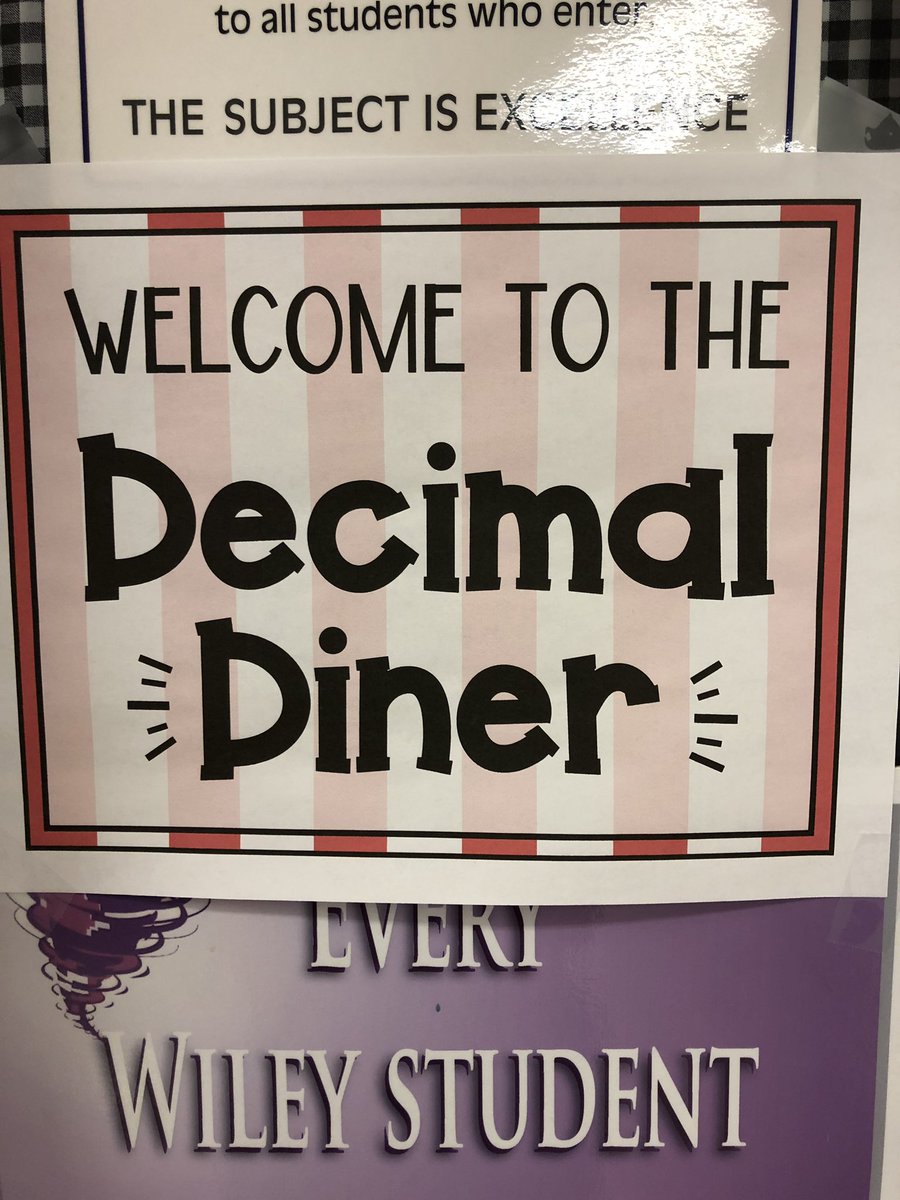 WeLoveHTWiley's tweet photo. Decimal Diner with Mrs. Faber and Mrs. Guarino! #wileyworld #decimals #kidsdeserveit https://t.co/wlGmH22Qpn