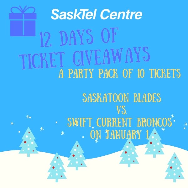SaskTelCtr's tweet image. It's Day 5! 

Bring your crew  to the game on January 1! 

To Enter: RETWEET THIS TWEET. 

#SaskTelCentre #STC12DaysofTickets