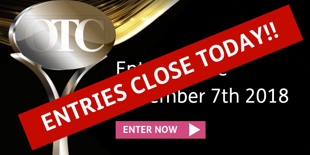 OTCAwards's tweet image. Last Chance! Deadline for entries and early bird booking discounts is today! Get your entries in TODAY! bit.ly/2Swes2B