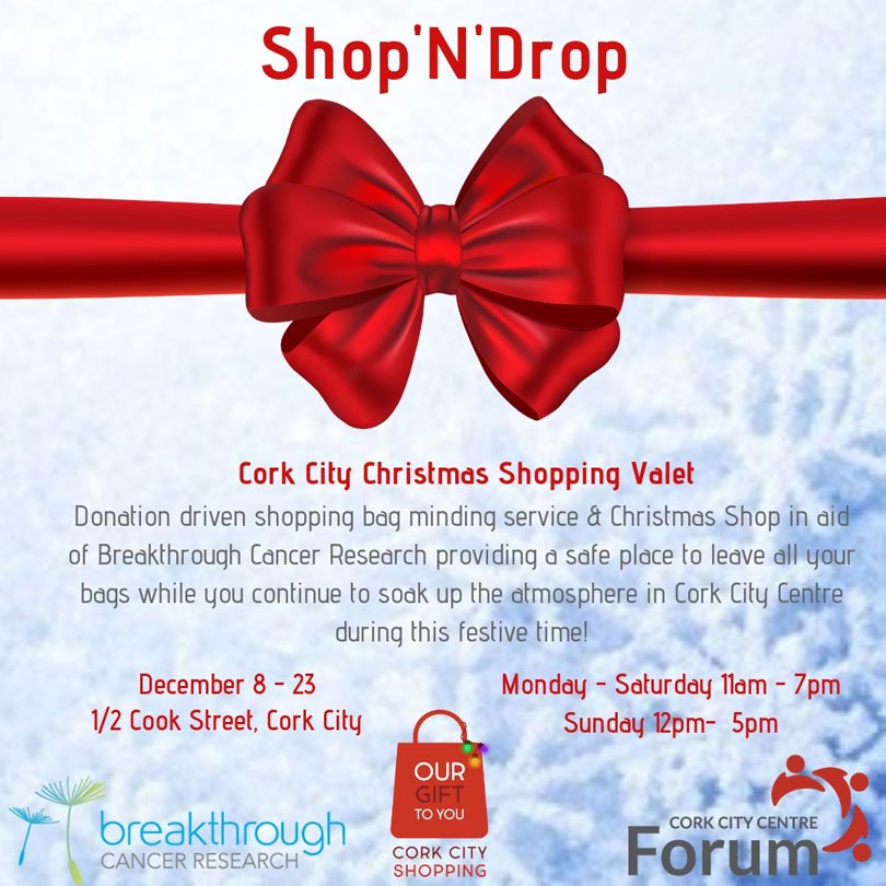 BreakthroCancer's tweet image. Doors open tomorrow at 11AM! We are so excited to be able to work with Cork City Forum to provide this service for #cork shoppers. We hope to see you there! 
#ShopNDrop #BreakthroughCancerResearch #CorkCity