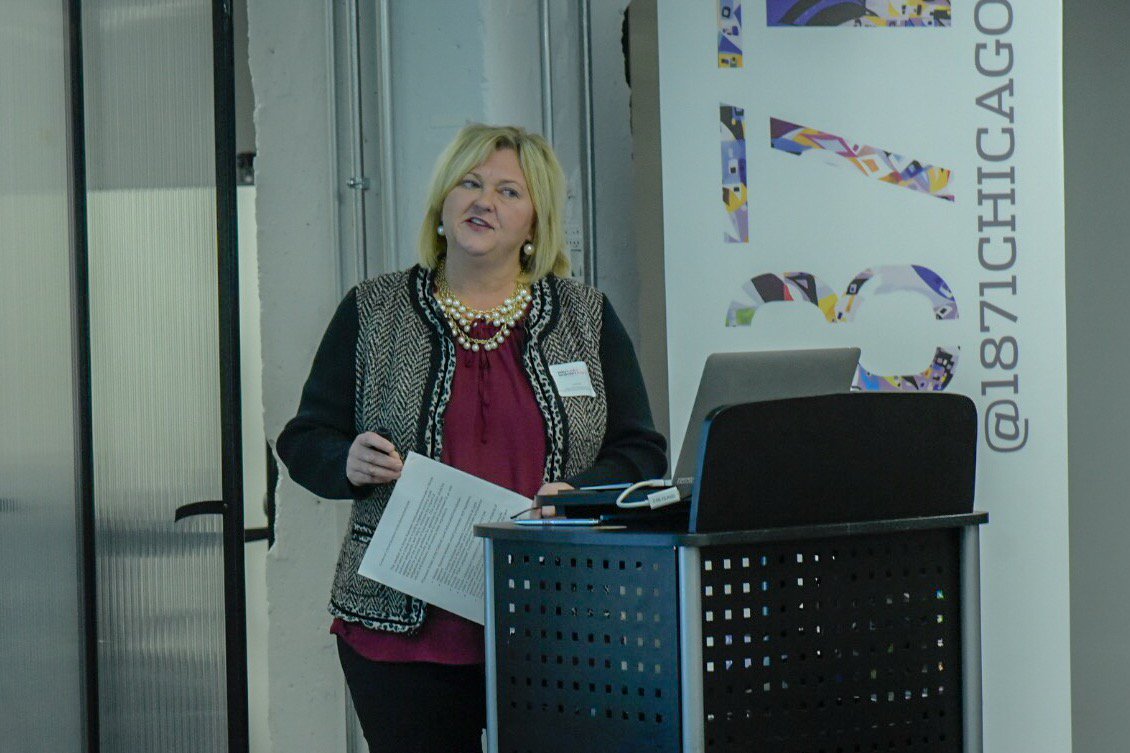 1871tech's tweet image. &quot;Get involved and be informed. Whatever your business is, it&apos;s crucial to get involved and join advocacy groups. Our voices are always stronger together,&quot; shares Katy Khayyat from the Illinois Dept. of Commerce &amp;amp; Economic Opportunities. #policyforprogress #smallbiz @KauffmanFDN