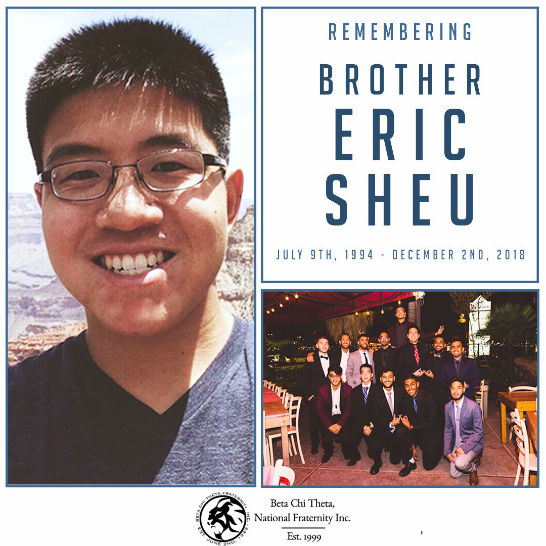 BetaChiTheta's tweet image. Our hearts mourn over the loss of our Brother Eric Sheu from Xi Chapter (University of Houston). Our prayers and thoughts are to our brothers, @UH_CFSL, and friends &amp;amp; family impacted by the loss of our brother. #ChiChapter #BetaChiTheta #Brotherhood