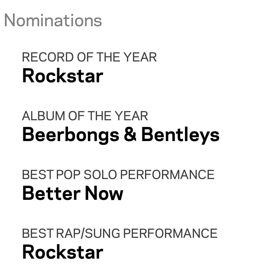 Post Malone has received 4 Grammy nominations!