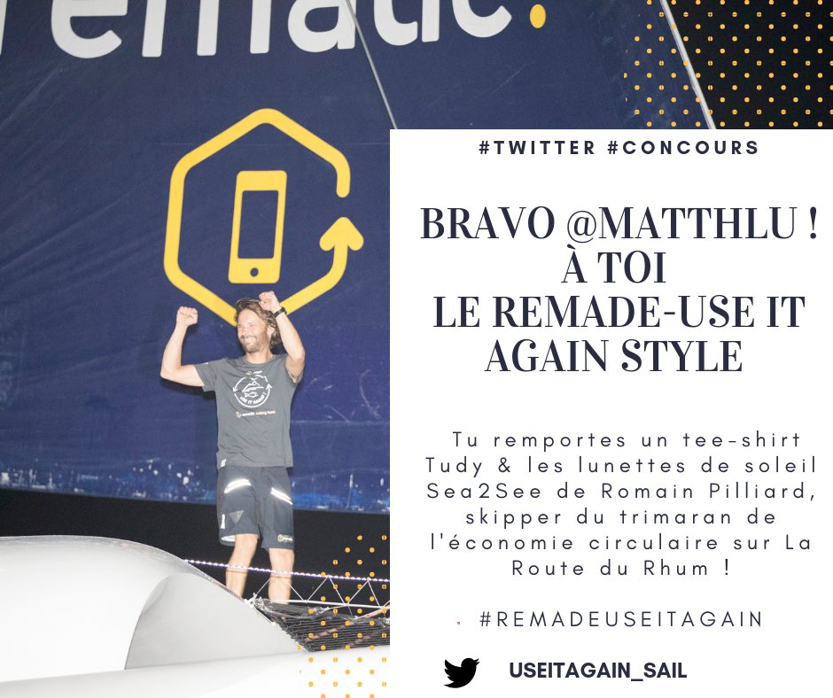 USEITAGAIN_SAIL's tweet photo. 🎁 Bravo @matthlu ! #concours #gagnant #remadeuseitagain #RDR2018 https://t.co/g6aJIOPiPr