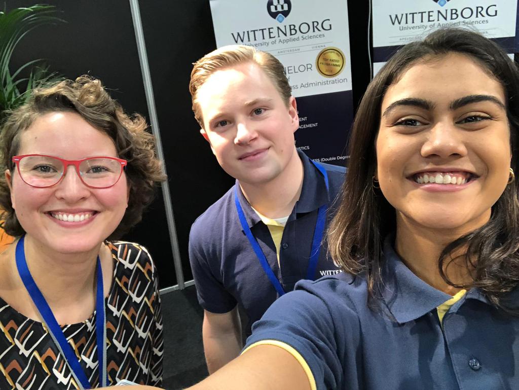 FlorianOost's tweet photo. Come visit Wittenborg at the Rotterdam #StudiekeuzebeursWest today. Have a chat with our current students about their experience studying at an #international institute. @wittenborg_uni #WUAS #betteryourselfbetterourworld #internationalmindset https://t.co/iRhpIdsbft