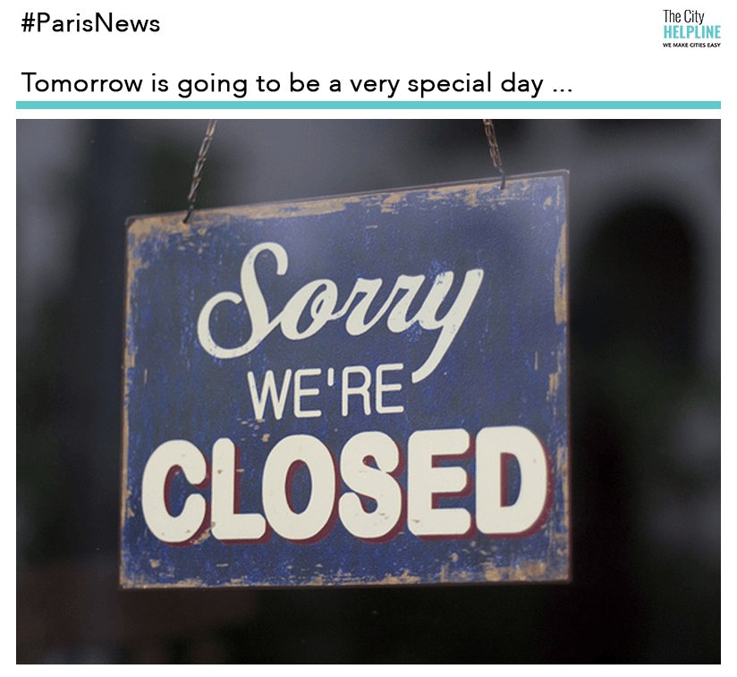 ℹ️ #ParisNews Please be aware “Precautionary” shops closures will occur tomorrow &amp; particularly at #ChampsÉlysées, #Opéra, #Montparnasse #Nation 
The Parisian department stores such as both #GaleriesLafayette, #BHV Marais &amp;  #Printemps will be closed.
#yellowvest
