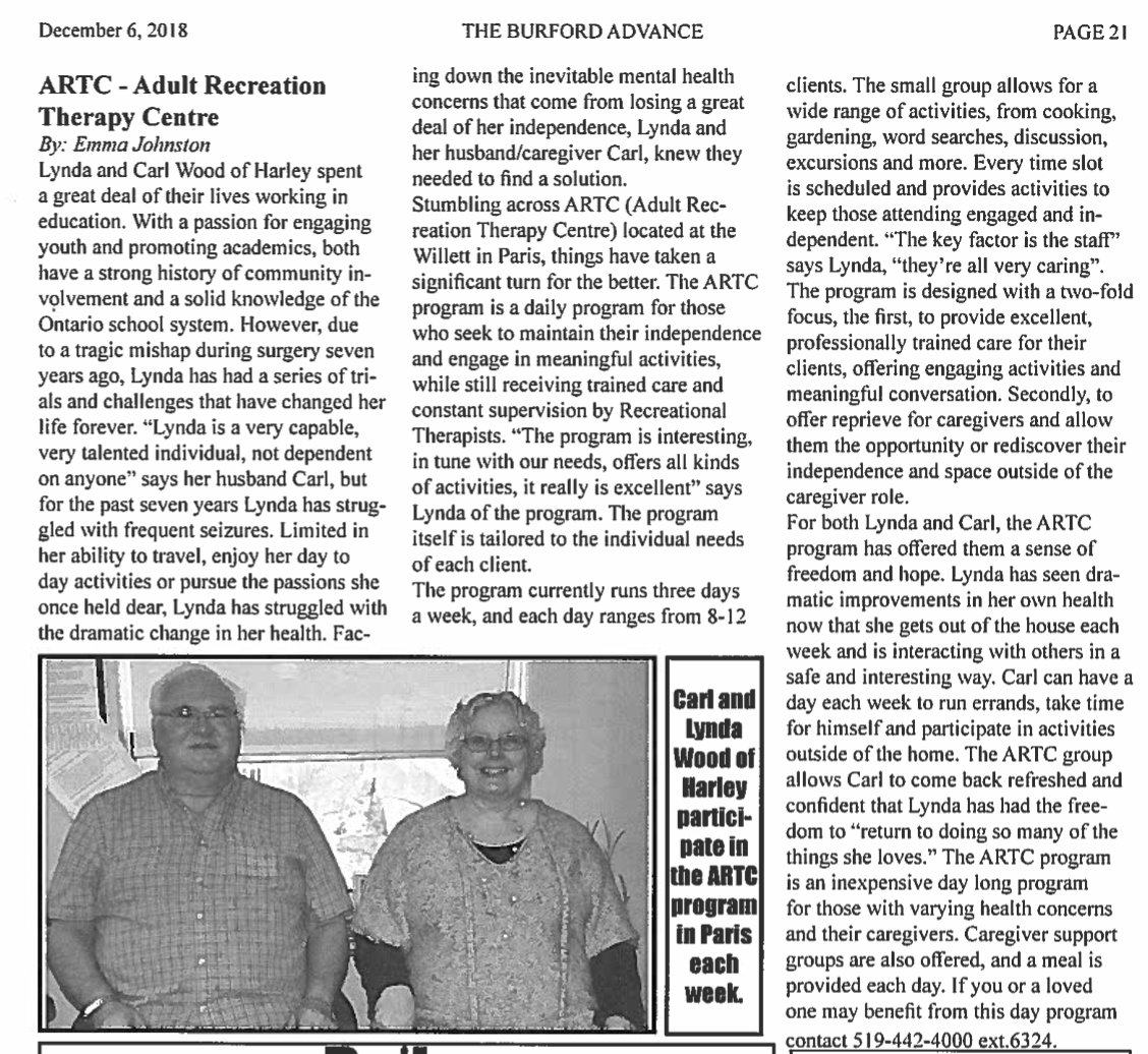 Great article about our satellite program in the County of Brant