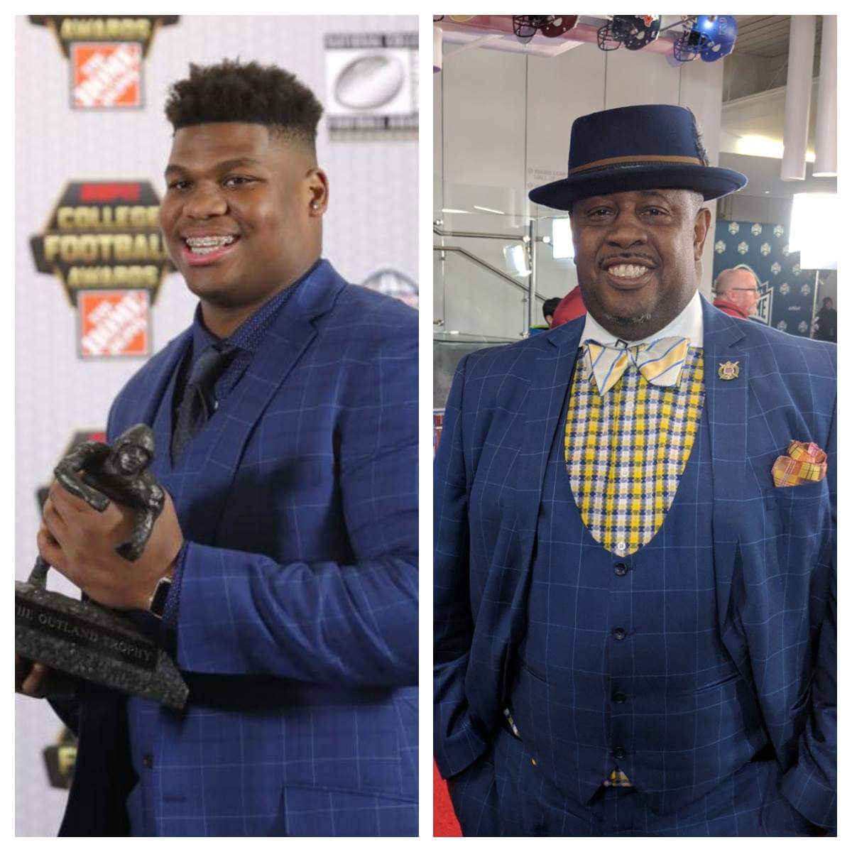 Preston_JamesIV's tweet photo. Quinnen Williams from Alabama won the award for best lineman at the College Football Awards last night. As I was standing there he came down the red carpet and saw me. We both laughed. #redcarpetchronicles #quinnenwilliams #drprestonjamesiv #cfhof #espn #collegefootballawards https://t.co/1A8DmYdpTi
