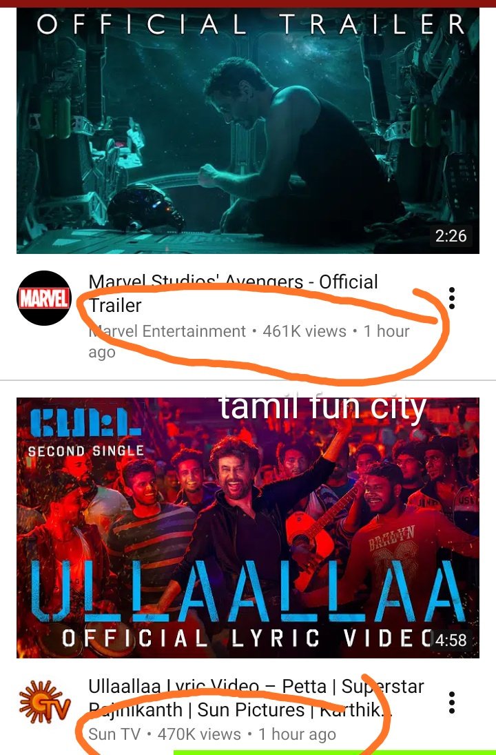 TamilFunCity's tweet photo. #ullaallaa #Avengers4 #Avengers4Trailer #petta #Thalaivar 💪💪💪 views https://t.co/hygaOTFkhz