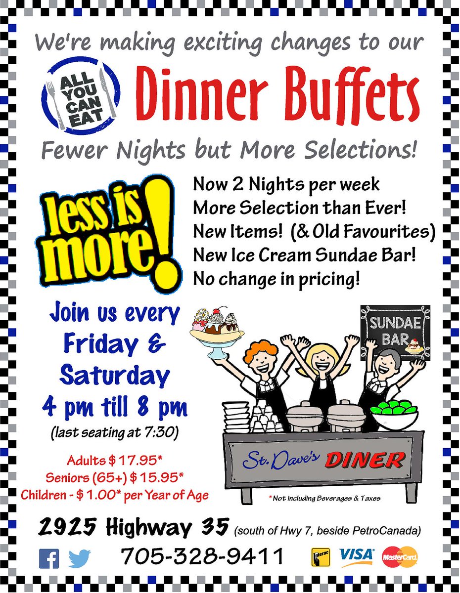 Tonight's the night! Our newly expanded #buffet and #icecream #sundaebar.
Hope to see you! #yummy #AllUCanEat