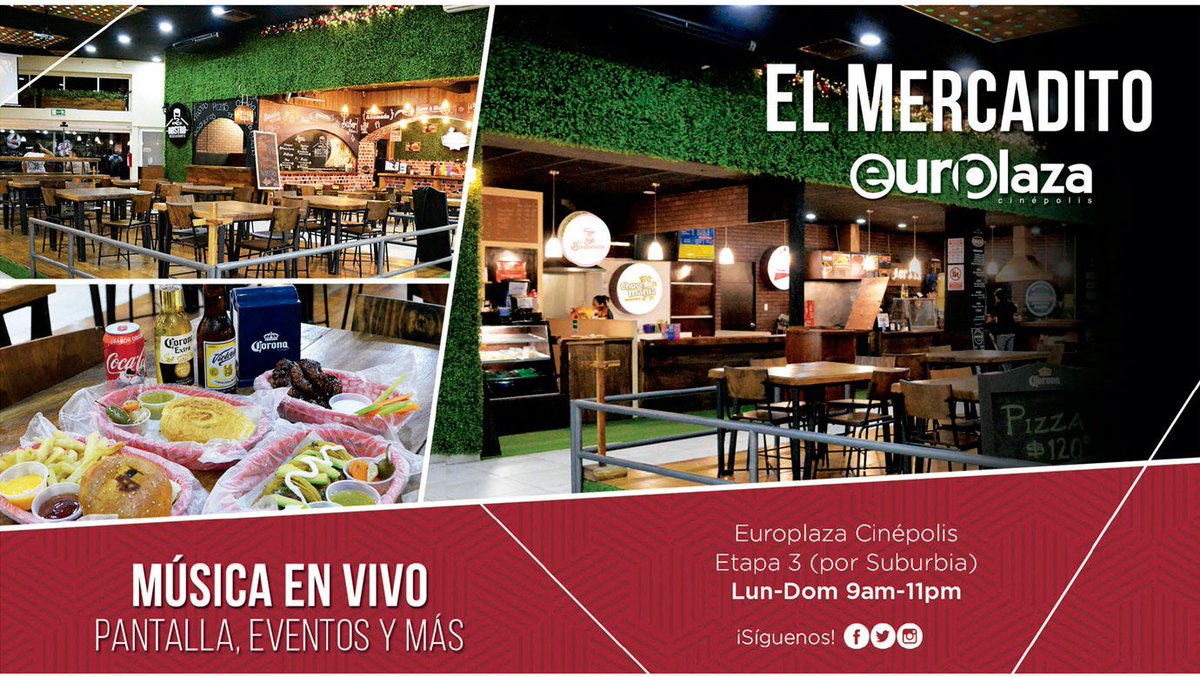 Comproyvendoen's tweet photo. @Europlaza_Vhsa 
EL MERCADITO
Música en vivo, pantalla, eventos y más…
Europlaza cinépolis Etapa 3 (por suburbia)
Lun-Dom 9am.11pm https://t.co/PECieZvuKz