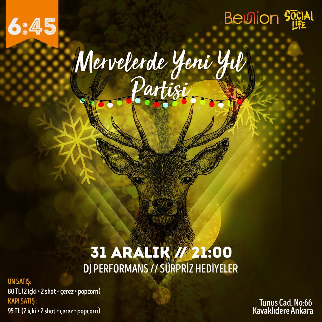beunionankara's tweet photo. Bu gece geride kalanlara değil, yeni başlangıçlara içiyoruz! 🥂
2019’a şehrin en eğlenceli, en çılgın ve en unutulmaz gecesinde bizimle girmek istiyorsan, 31 Aralık gecesi Ankara’nın en popüler mekanlarından biri olan 6:45 KK’da kapılarımızı senin için açacağız! https://t.co/th0O7kId0r
