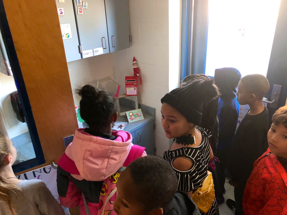 MrsDavis618's tweet photo. The kiddos were so excited to see that their letters about how they would make the classroom a happy place got so Santa! Now we have our own classroom Elf! We named him waffles 😍 https://t.co/iBLzRdLOFS