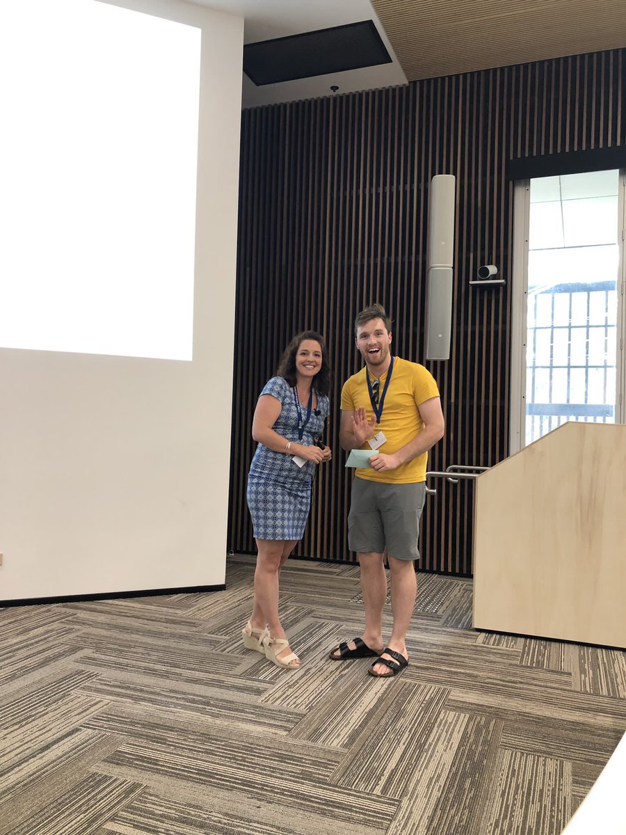 PalaeoNeuro's tweet photo. Presentation by @BioanthBehie of #ASHB2018 student prizes for 1) Amy King @ANU_BioAnth  on gibbon cognition; 2) @Keaghanjames @CamBioanth on Homininae LCA &amp; 3) @KirrilyA @ANU_BioAnth on Cat Ba Langur habitat #primatology #evolution #conservation https://t.co/b3q1JrkrzQ