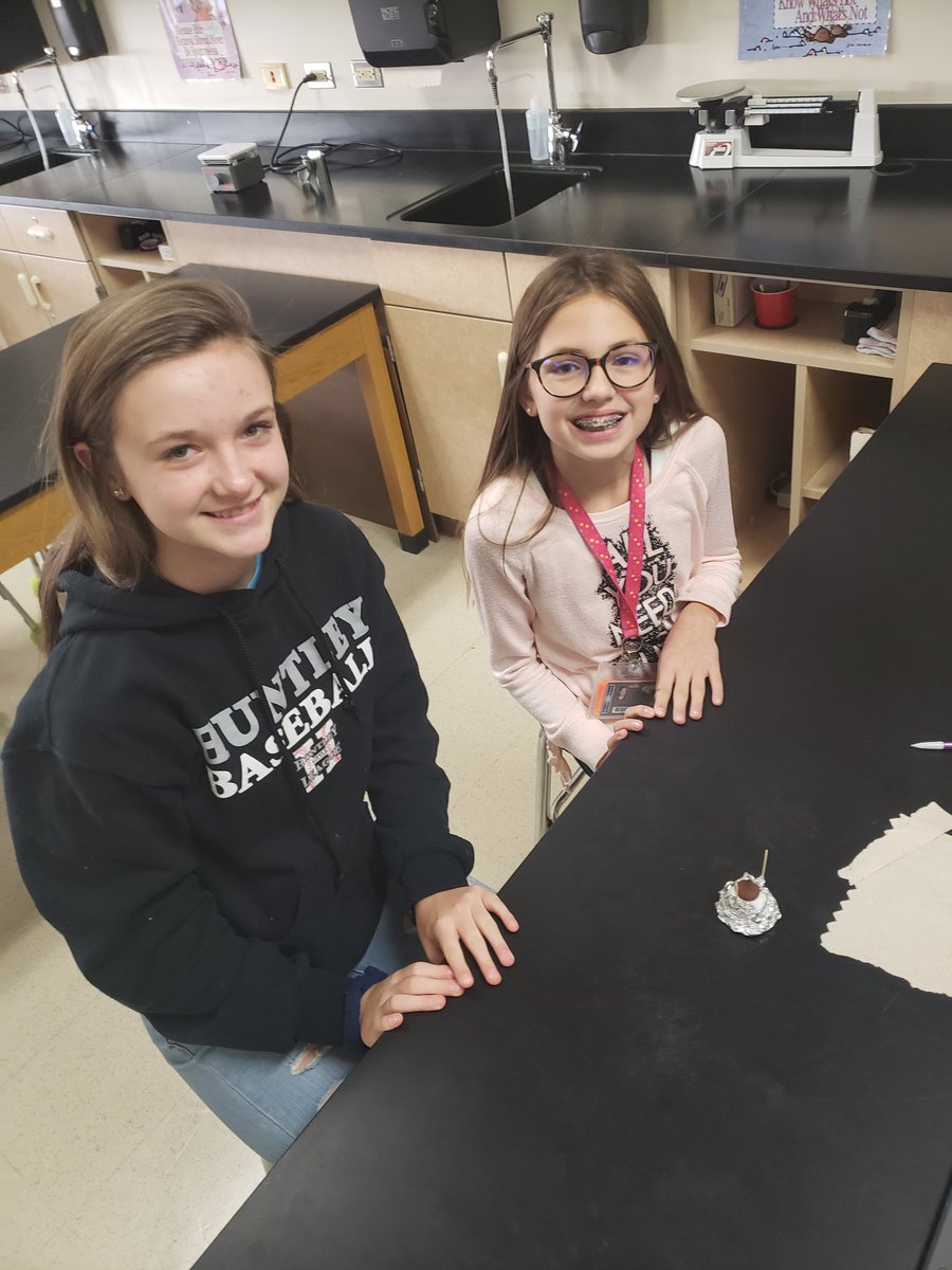 Students had fun today during the Protect a Chocolate Kiss Challenge! They had to create a design, with limited materials, that would decrease the transfer of heat to melt a chocolate kiss from a hot plate. Some designs made it past the 10 minute mark! #Marlowe158 #NGSS