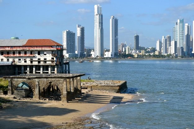 The amazing view of downtown Panama from Casco Viejo. We will show you the old city, its famous architecture, San Jose Church which dates to 1670, lots of great pubs, local artisans, and fantastic ice cream!