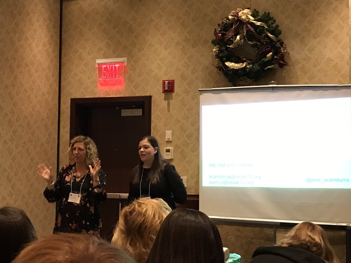 Strat_STEM_CTE's tweet photo. Packed house for Stratford’s own Lana Quincy and @jess_scandurra at #ATMNE18 ! https://t.co/HTelXbftcU