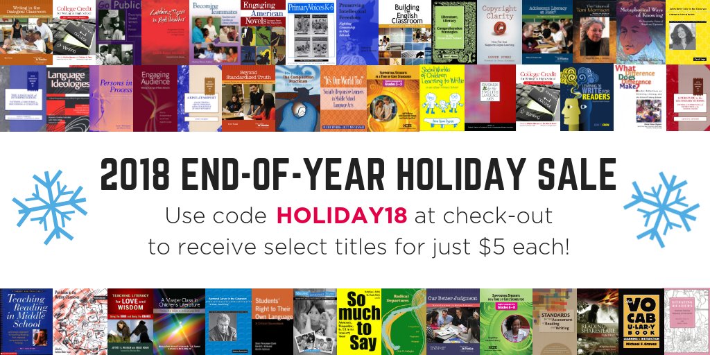 ncte's tweet photo. If you’re looking for some great professional books for winter break reading, now is the time to stock up. Now through January 5 the NCTE bookstore is offering dozens of titles for just $5 each. Check out this page for a full list of the books on sale: https://t.co/jHSBqTrIkh https://t.co/ukJg0UAuDA