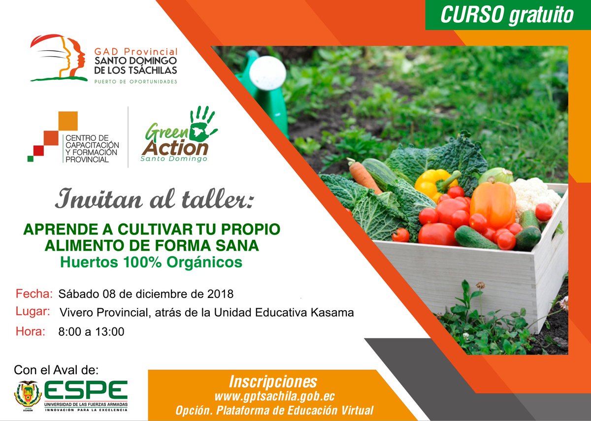 GadTsachilas's tweet photo. ¿Te interesa realizar huertos orgánicos en tu casa? 
En este nuevo taller aprenderás las bases y técnicas para cosechar tus propios productos 🍅🥬🌽🥕🥒
🌐 https://t.co/zyZlJ1VlZf 
☎️ 022 761 585 / 022 760 663 👉 ext. 672 https://t.co/RDrrXxADiw