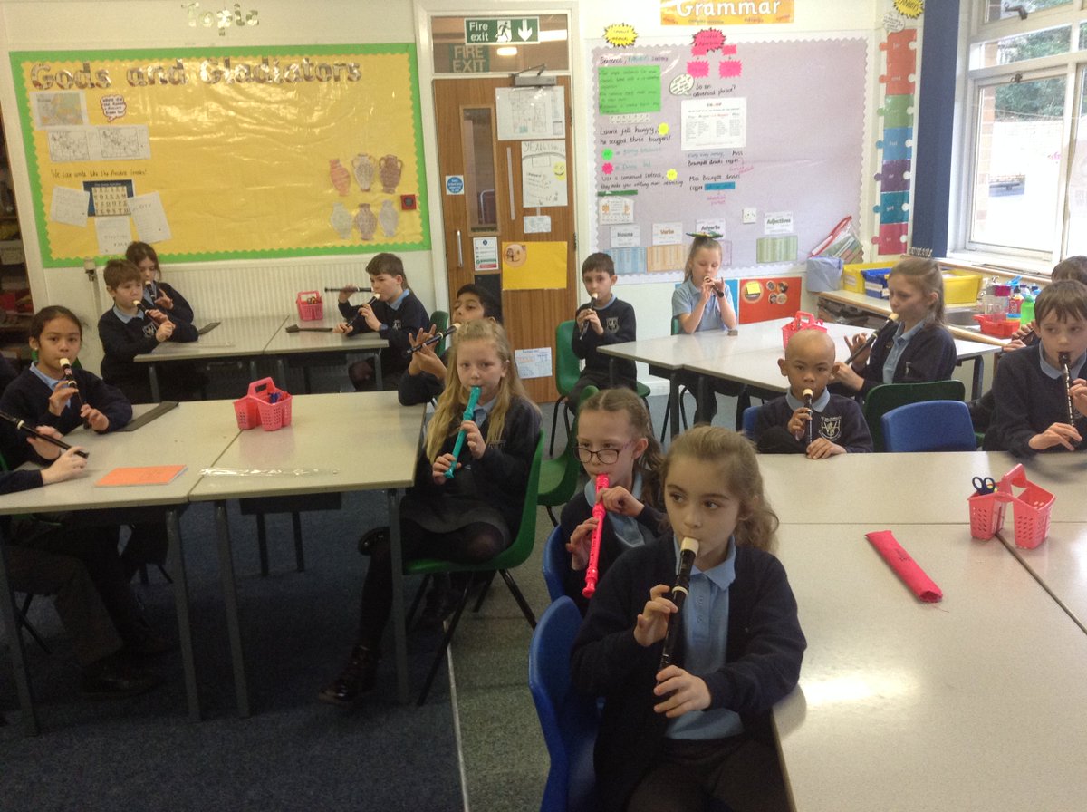 WalburgaSchool's tweet photo. The Year 4 adults enjoyed a perfect rendition of 'baby shark' this morning. There was absolute concentration from everybody! Well done Year 4. #youngmusicians #babyshark #weloverecorders https://t.co/vnkshlOri0