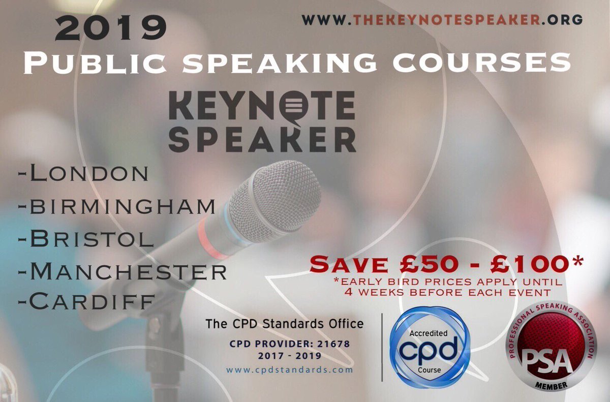 keynotespe4ker's tweet photo. Planning ahead.  New dates available going into 2019. 

Early bird offers for the organised. 
#keynotespe4ker #publicspeaker #publicspeaking #publicspeakingskills #publicspeakingcourses #publicspeakingtraining #publicspeakingclasses #london #cardiff #bristol #presentationskills https://t.co/4BxdV0rvXT