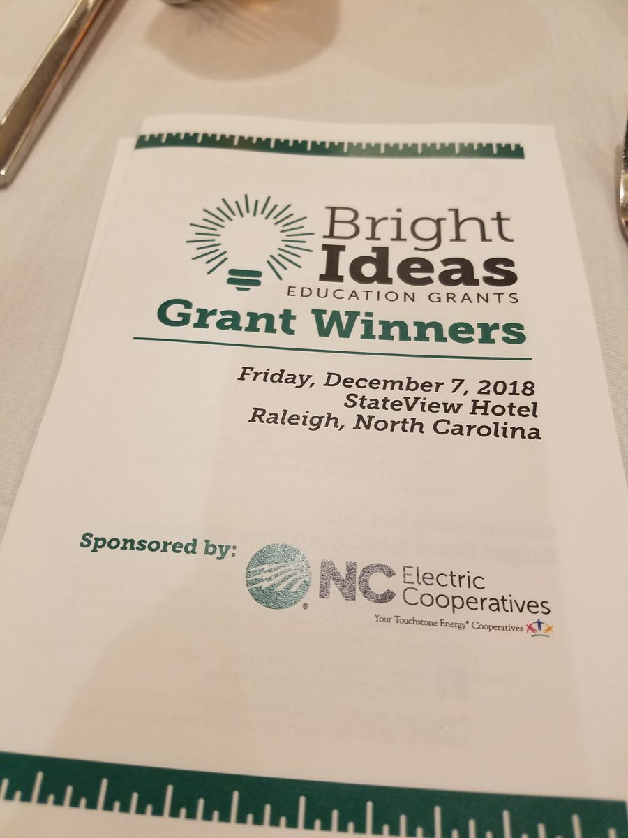 Congratulations to Delandrus Seales (Coddington), Bronwen Gutherie (Wrightsboro) and Katy Leonard (Trask) who were recipients of Bright Idea grants.