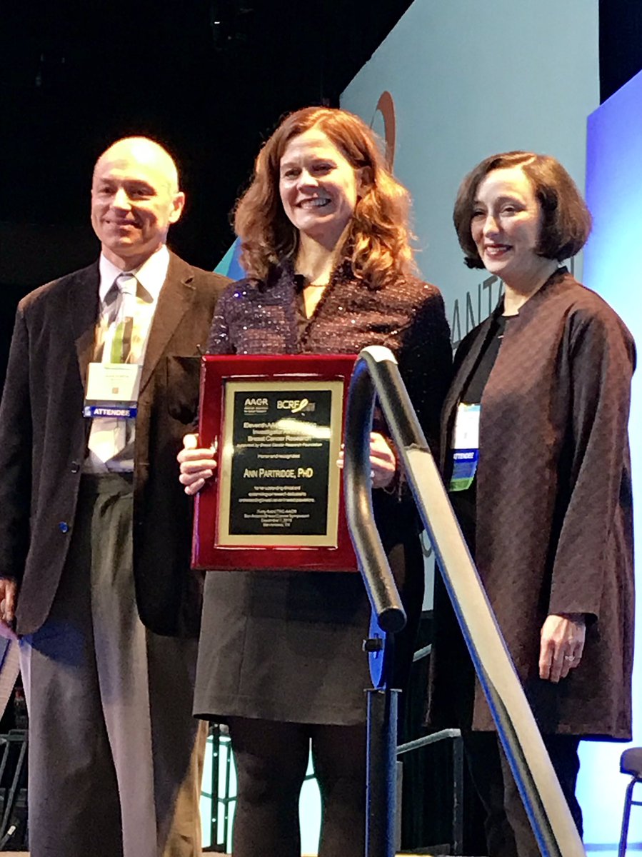Congratulations to Ann Partridge MD, PhD @DanaFarber for receiving the @AACR Outstanding Investigator Award in Breast Cancer Research, supported by the @BCRFcure.