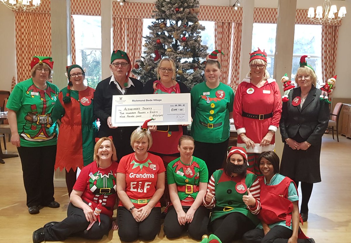 RVCov's tweet photo. So proud of our wonderful Care Team, raising £289 today for @alzheimerssoc #ElfDay #elfies @BupaUK @RichmondVillage https://t.co/EF87pqBMtD