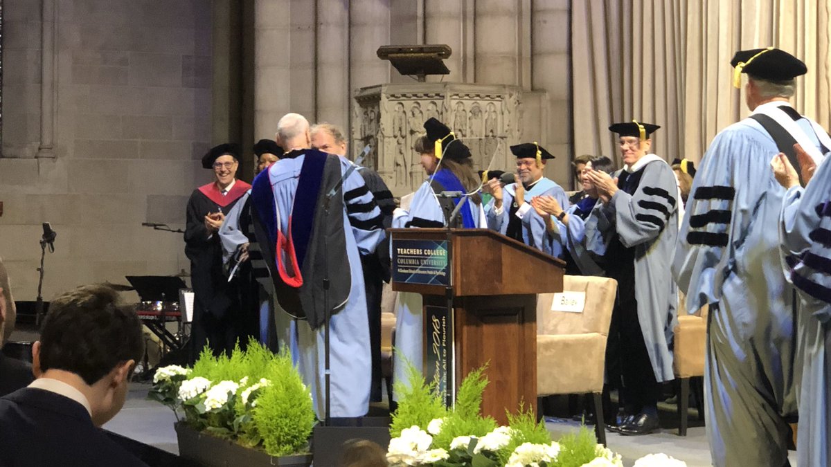 TeachersCollege's tweet image. “Arthur and Susan: You both added immeasurably to TC’s legacy of excellence and service. Please rise, so we all can thank you with our applause.” —President Bailey #TCInauguration