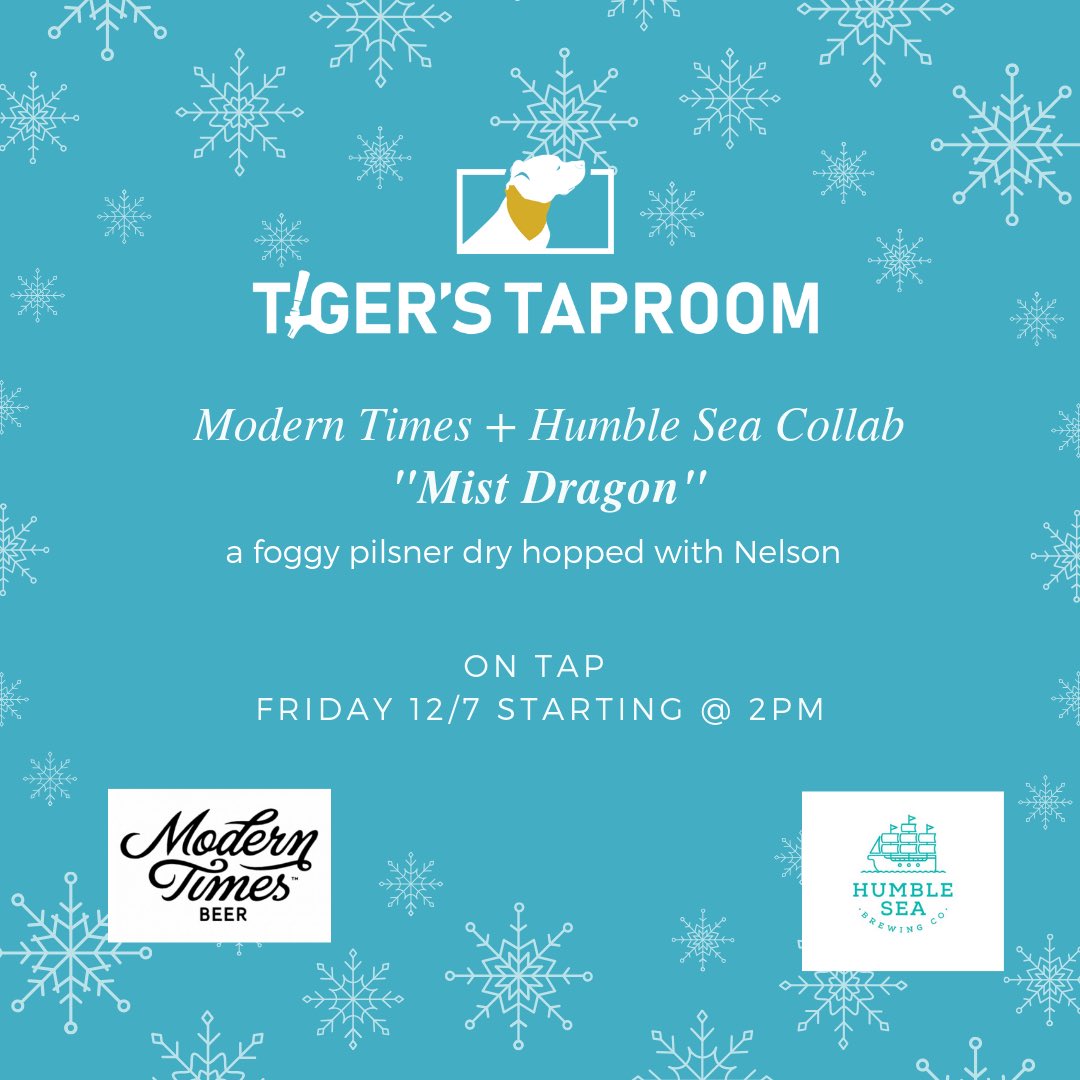 Today we’re tapping a new collab between @moderntimesbeer and <a href="/Humble_Sea/">Humble Sea Brewing Co.</a> called “Mist Dragon”, a foggy Pilsner dry-hopped with Nelson. Doors open at 2! #craftbeer #oakland #BayArea