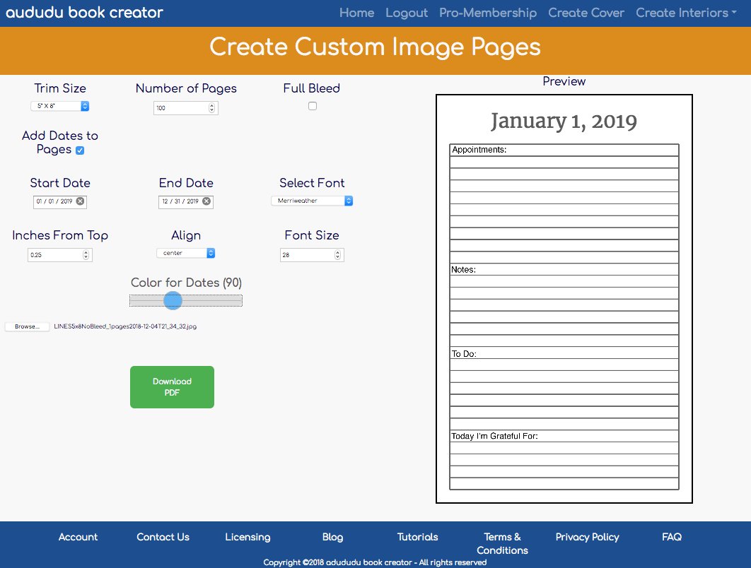 AududuC's tweet photo. Create #selfpublished #journals with dates quickly and easily with our new tool!  #aududubookcreator #KDP #interiors #amazon #selfpublish #selfpublishing #lowcontentbooks #plannerdesign #journaltemplates #lowcontenttemplates #lowcontentbooks #lowcontentpublishing https://t.co/e3OK1qfmeo