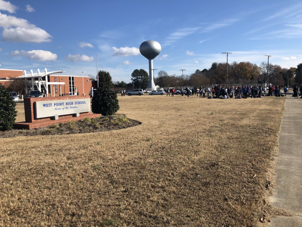 KarinaHCPD's tweet photo. RIGHT NOW: Students at #WestPointHS hold a walkout in support for Peter Vlaming, the teacher who was fired yesterday for allegedly declining to use the proper identity pronouns for a transgender student. #VAnews #NBC12 https://t.co/UrfhWfCDcV