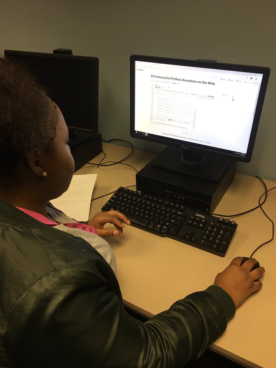 DoerschukPLTW's tweet image. Learning about programming with trinket #PYTHONPROGRAMMING #learningaboutdebugging #CSCodeGirls2018