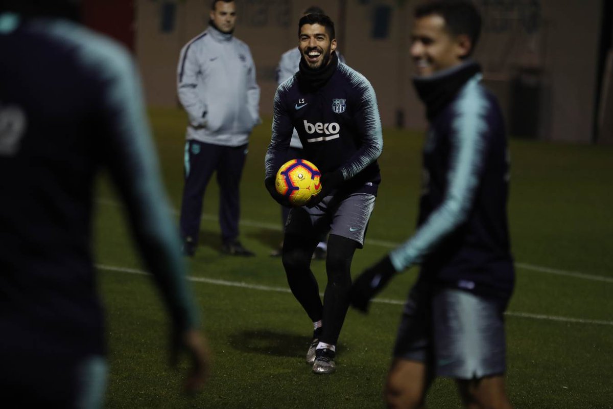 Luis Suárez, durante el último entrenamiento.