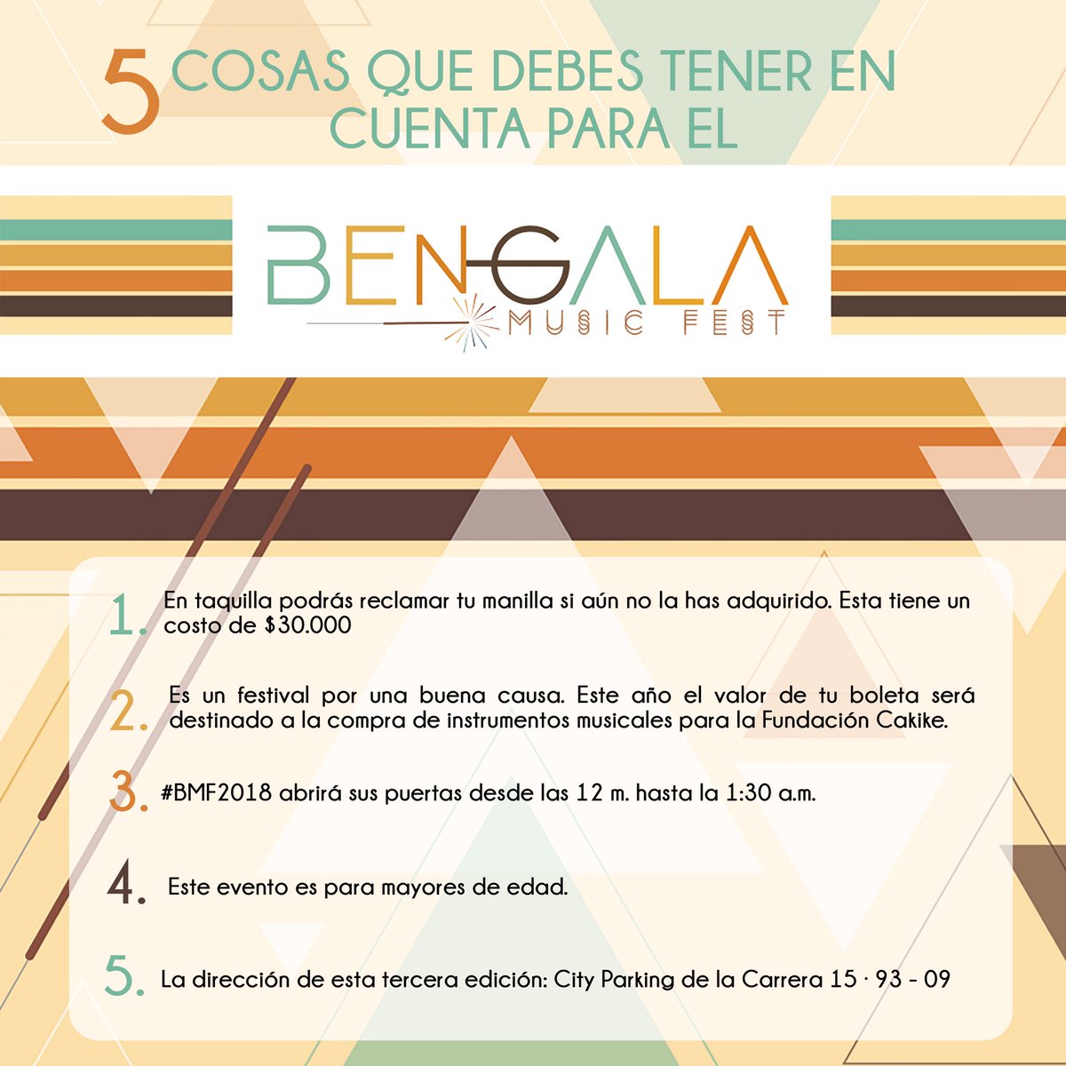 BengalaFest's tweet photo. 5 recomendaciones para que mañana disfrutes del #BMF2018. https://t.co/kMmlqJViby