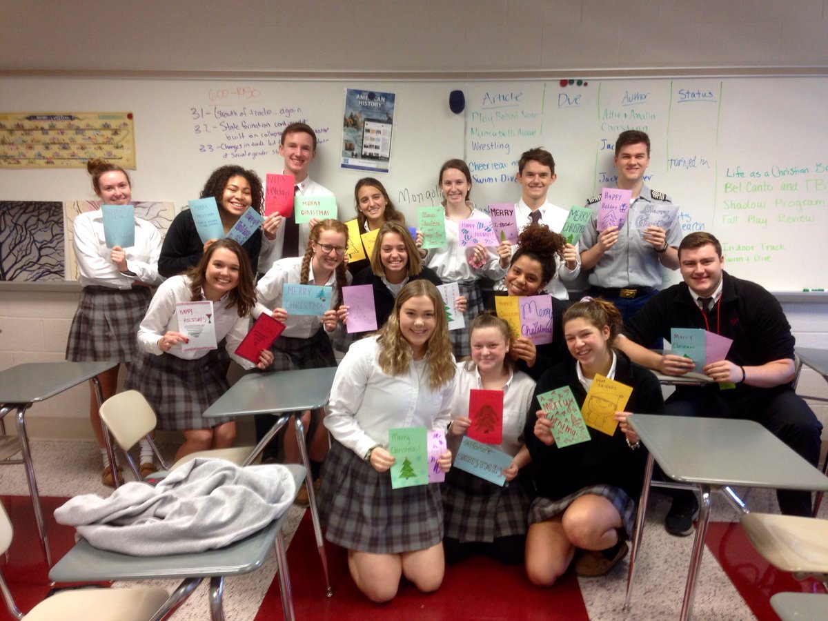 SJCMinistry's tweet photo. Check out our Peer Ministers who organized Christmas Card writing to those on the margins! Freshmen wrote to children at Children's National Hospital, Sophomores to elderly residents at the Little Sisters of the Poor Community, and Juniors to soldiers serving overseas. #Lasallian https://t.co/0NEQ2MdxL6
