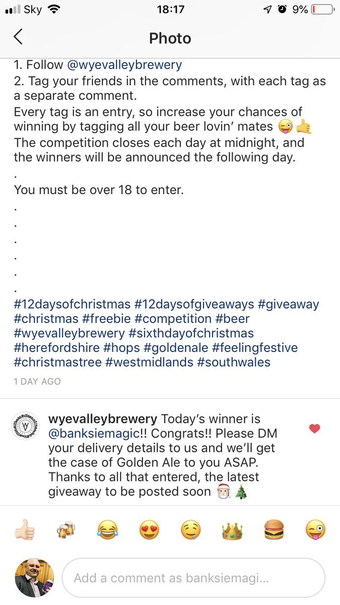 banksiemagic's tweet photo. Cheers @WyeValleyBrew #Instagram #BeerWinner #12DaysOfChristmas https://t.co/cmaxm9muFT