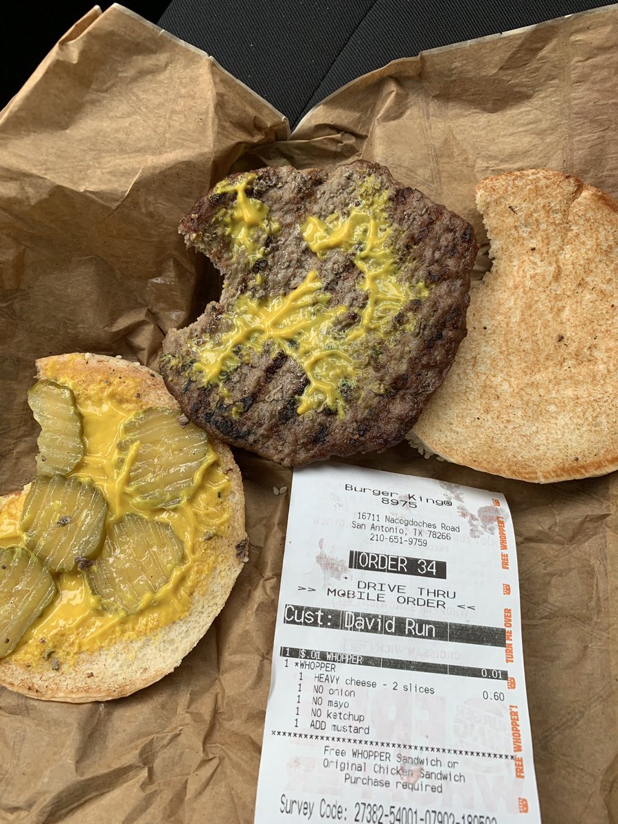 Drun's tweet photo. @BurgerKing I went for the one cent Whooper.  I left remembering why I don’t eat at BK.  #wherethecheese https://t.co/di8Pq7RTwc