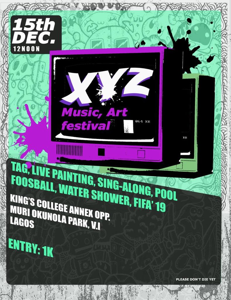 ToritsejuBuilds's tweet photo. Music or art??
You should experience the public display of sounds and craft masterpiece. 

Click https://t.co/0OWjNCMFhw to purchase tickets. 
#XYZTheConcert https://t.co/q9i53eMc4D
