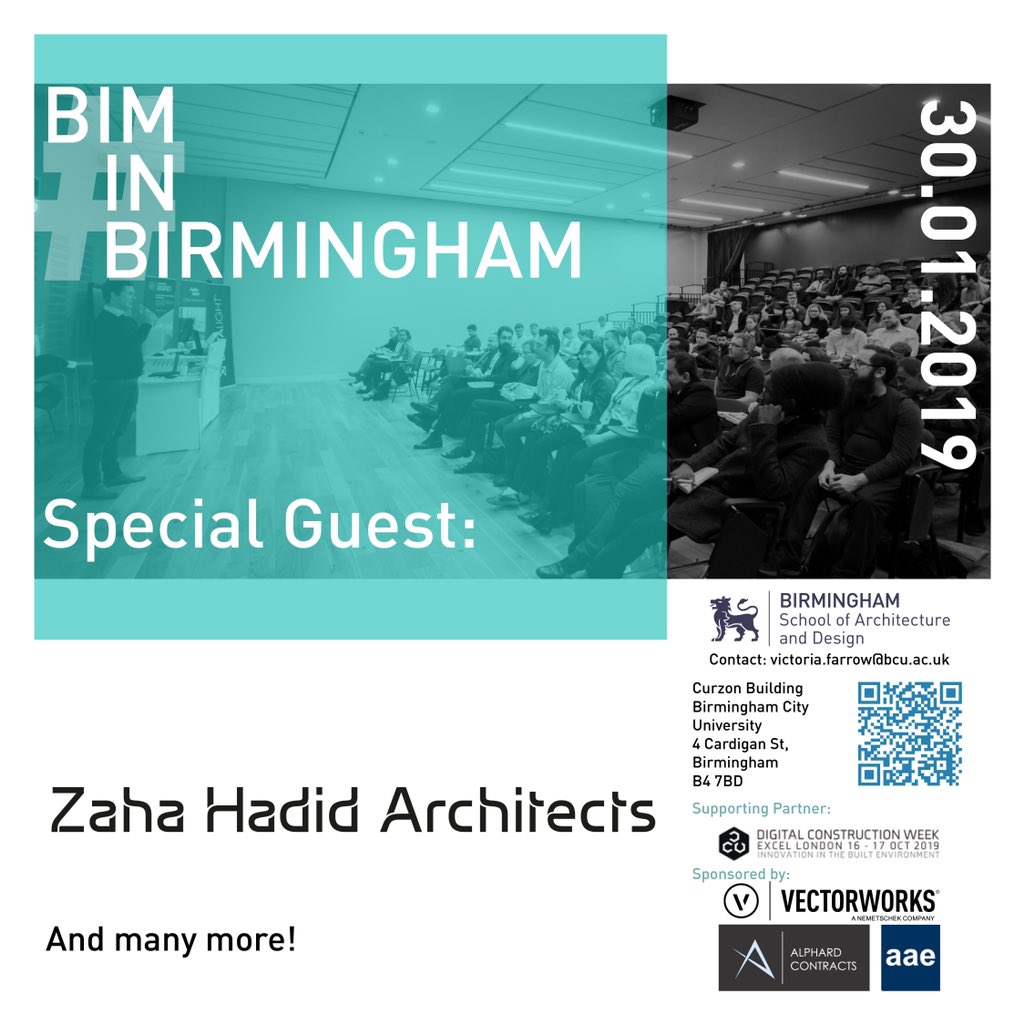 BIM IN BIRMINGHAM 30.01.2019! We are proud to announce our special guest from <a href="/ZHA_News/">Zaha Hadid</a> Link in bio for tickets, be sure to save the date in your diaries 📝 #biminbrum #birmingham #architecture #bim #zahahadid #zahahadidarchitects