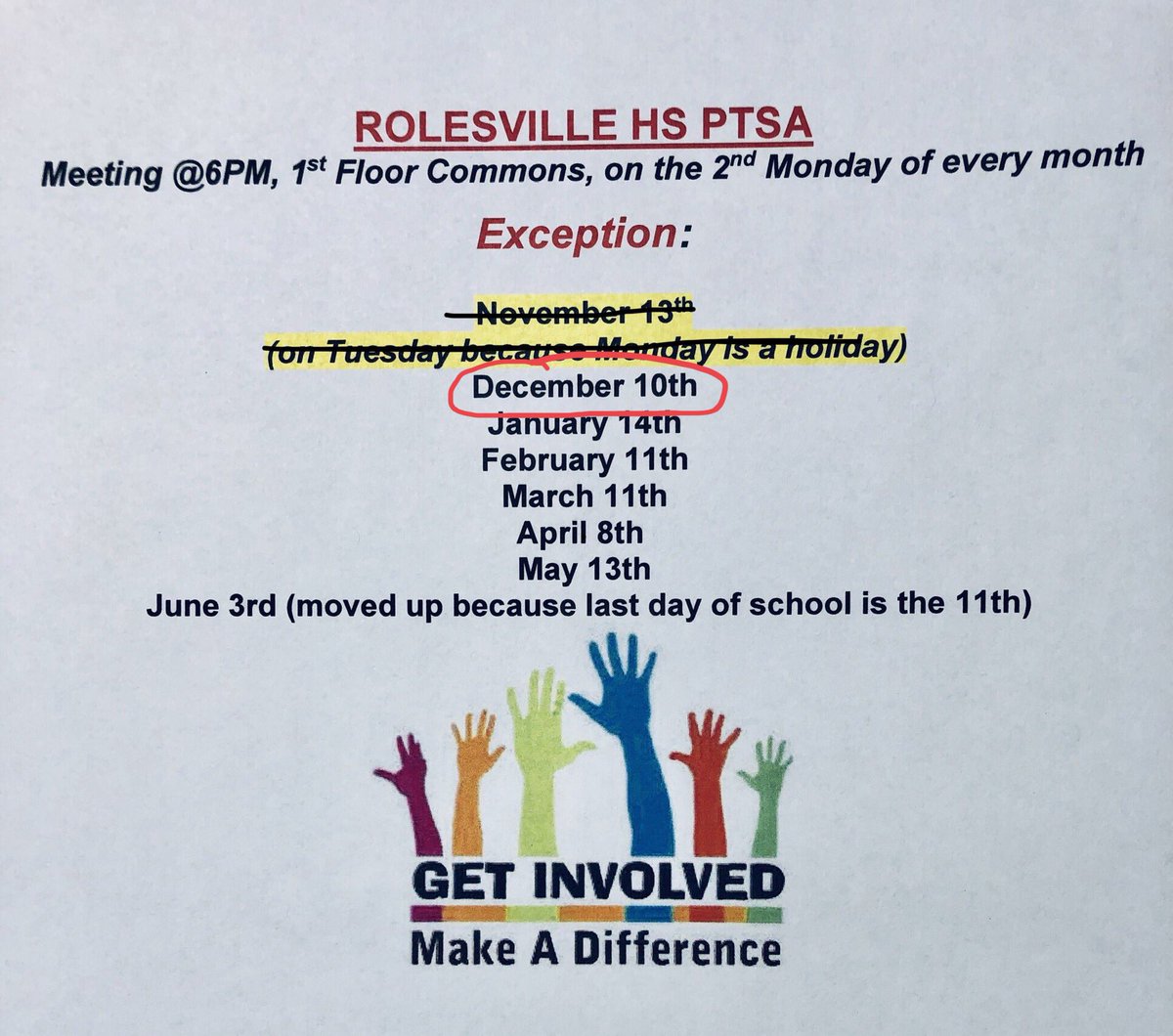 Calling all <a href="/RolesvilleHigh/">Rolesville High</a> parents. This Monday.  December 10th @ 6pm.  <a href="/RHS_PTSA/">Rolesville HS PTSA</a> meeting - last one before 2019!!!