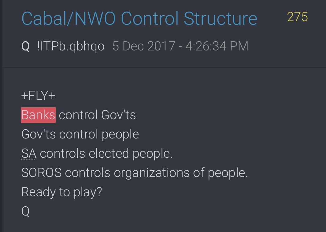 TRUSTs. Control through a giant Trust system that was set up in the 1870’s. It took the Payseur family from 1830 to 1870 to get all the banks corporation etc. set up and running they were organizing monopoliesQ275Banks control Gov'tsGov'ts control people @POTUS  #QArmy  #QAnon