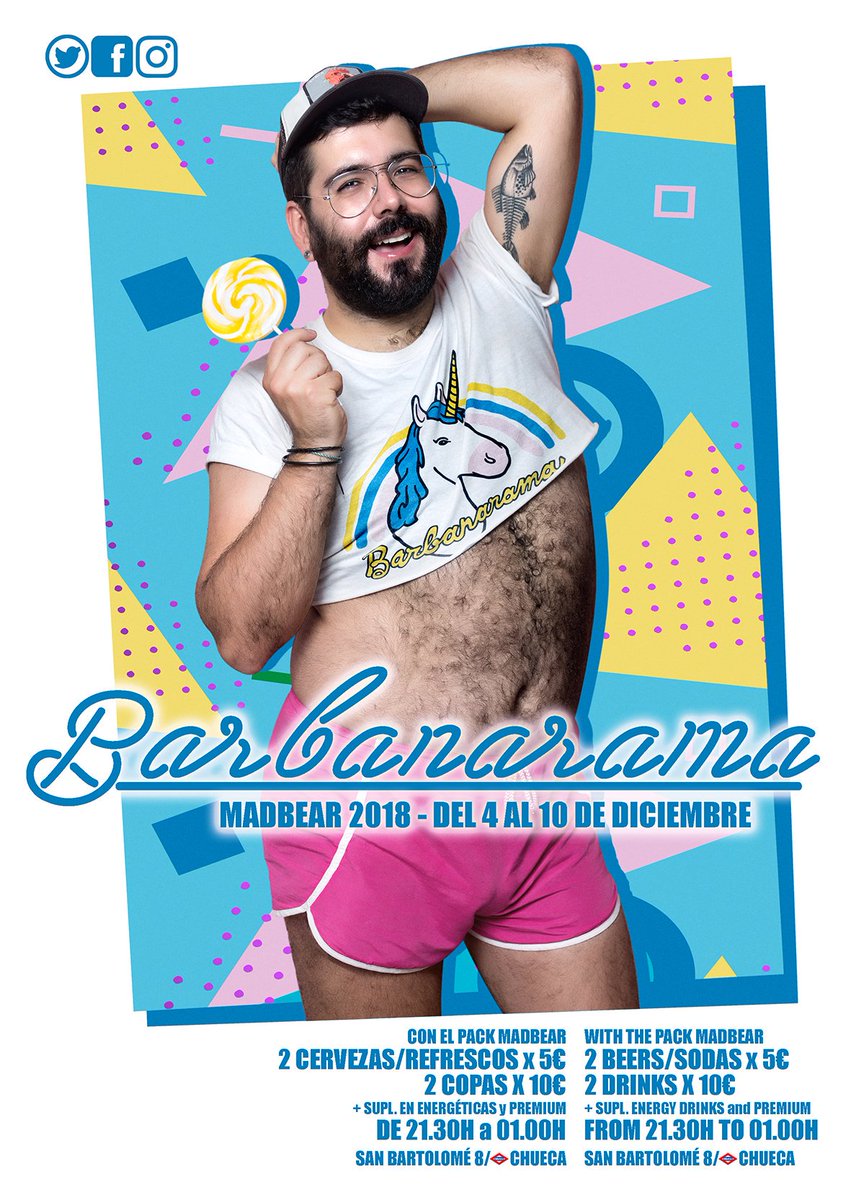 barbanaramabar's tweet photo. ...pues ya estamos metidas de lleno en el #madbear2018 🐻🐼
Fin
.
.
#hoypuedesermigrannoche #barbanarama #madbear #barba #oso #peluchi #catacroc #acueducto #barbanaramers #chueca #madrid https://t.co/Ssq0MRxITr