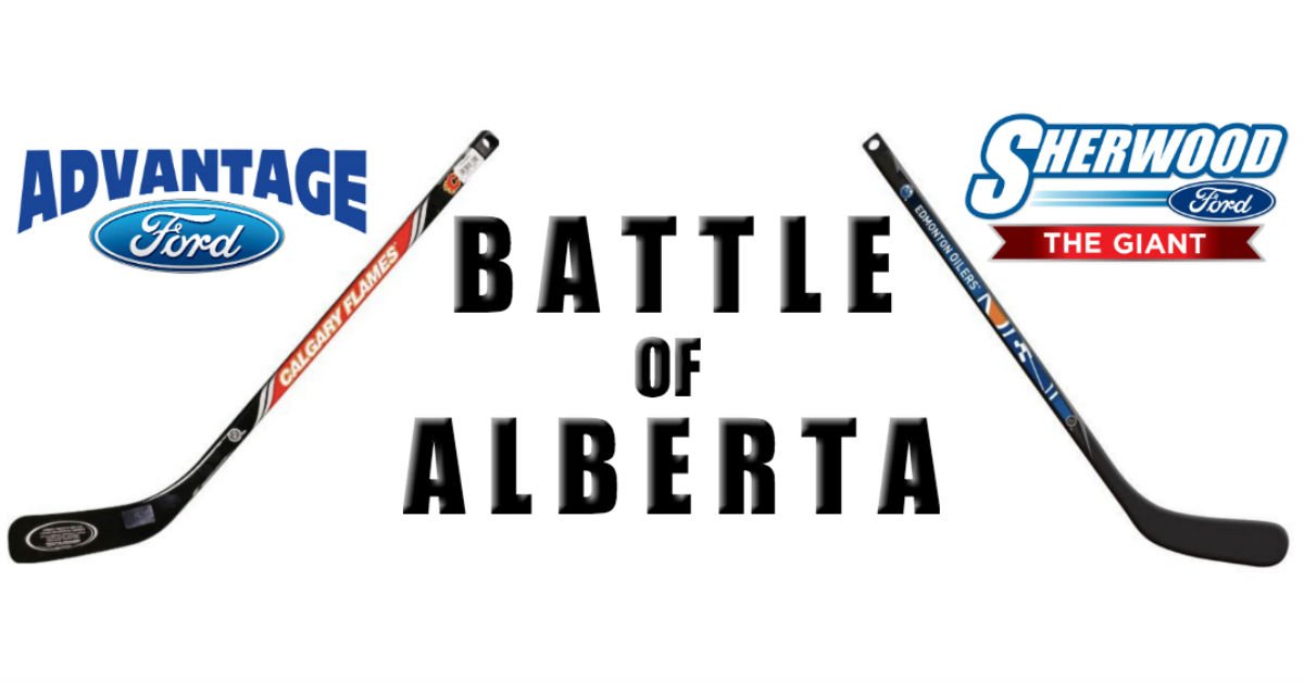 SherwoodFord's tweet photo. Ahead of the Oilers-Flames game on December 9, Edmonton dealership Sherwood Ford and Calgary dealership @Advantage_Ford are placing a friendly wager on the game’s outcome for charity.  Learn more: https://t.co/O0czSSaEuf #battleofalberta #charitablechallenge https://t.co/yhq5T9jah1