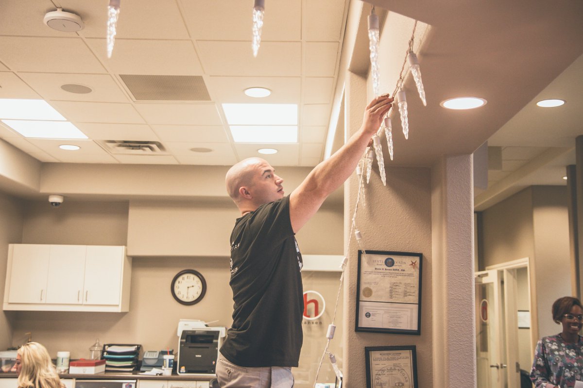 HansenOrtho's tweet photo. We love our multi-talented staff. Always here for us when we need them to hang lights, decorate trees, and teach us the best dance moves. https://t.co/uaRuOatWly