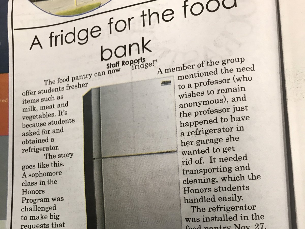 LorriAllenTV's tweet photo. The amazing @LindaSwindling tasked an Honors class to Ask Outrageously! And one result is in the latest issue of The Patriot. It's already helping the #uttyler Food Pantry! @BraelynnSeely @MyPSMP https://t.co/tHDLwQXwS0