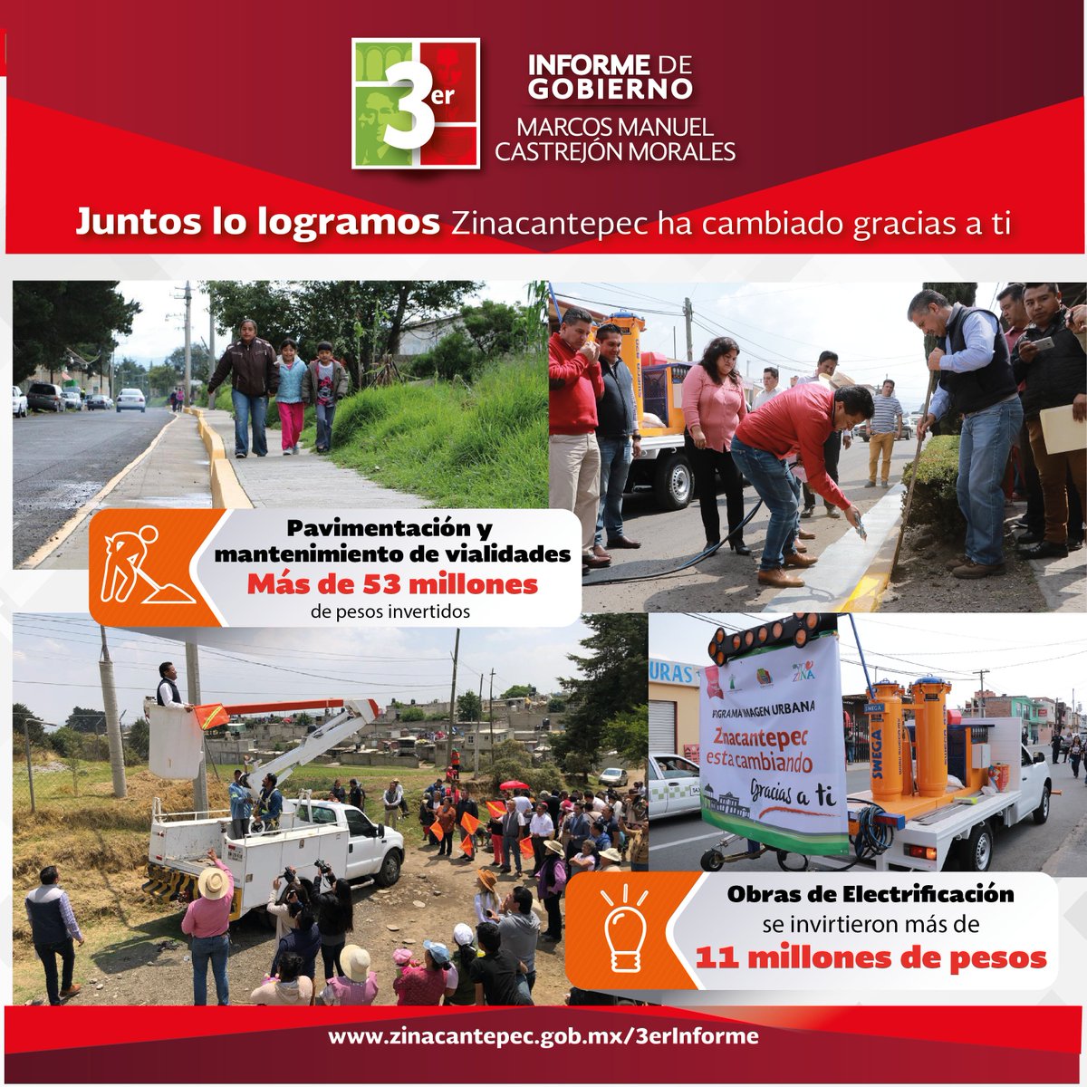 zinacantepectv's tweet photo. Juntos lo logramos, Zinacantepec ha cambiado gracias a ti #3erInformeDeGobierno #IdentidadQueNosUne #YoAmoZina https://t.co/UjmANhYbUE