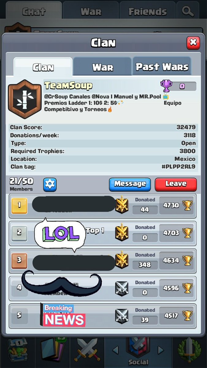 CrSoup's tweet photo. #ClashRoyale #Cr #ClanOP #GoSoup
Le quiero agradecer a @MRpool40118814, @JoseMan48937854 y a @Hernandan3 por apoyarnos en este hermoso clan Vamos subiendo y pronto haremos competitivos https://t.co/rpWFY2zqJD